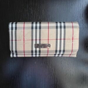 Beige and Red Plaid/ Checkered Wallet